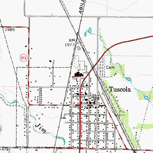 Topographic Map of Jim Ned Middle School, TX