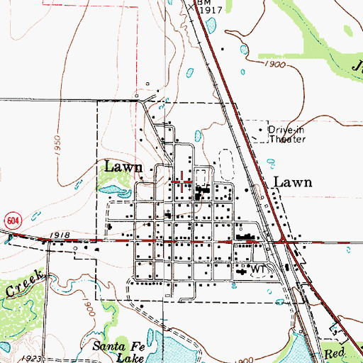 Topographic Map of Lawn Elementary School, TX