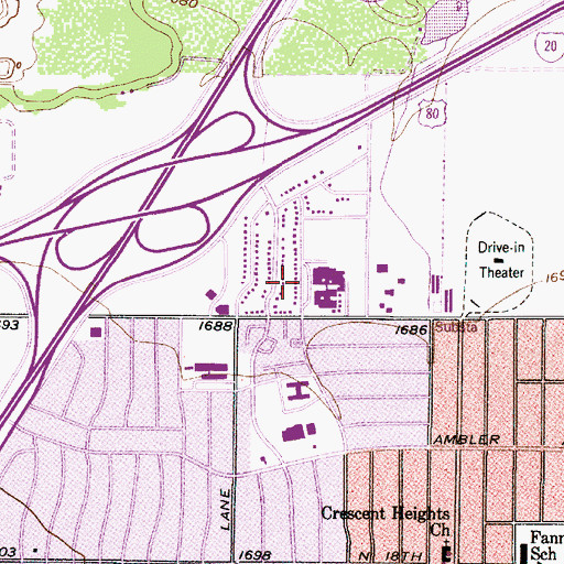 Topographic Map of Mann Middle School, TX