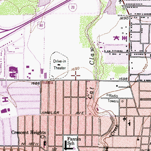 Topographic Map of Ortiz Elementary School, TX