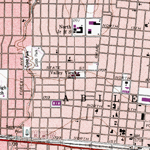 Topographic Map of Valley View Elementary School, TX