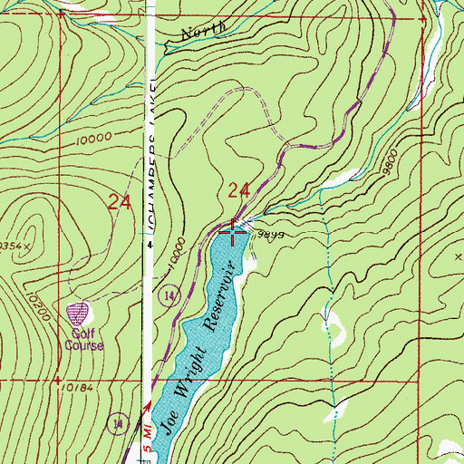 Topographic Map of Joe Wright Dam, CO