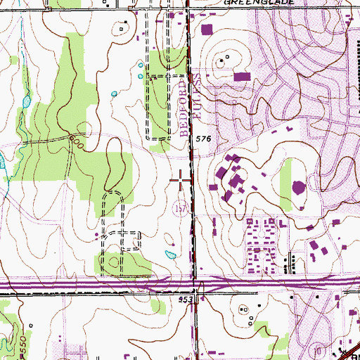 Topographic Map of Trinity High School, TX