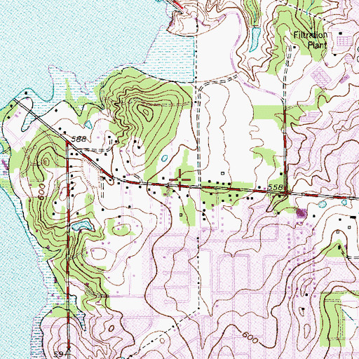 Topographic Map of Turning Point Alternative High School, TX