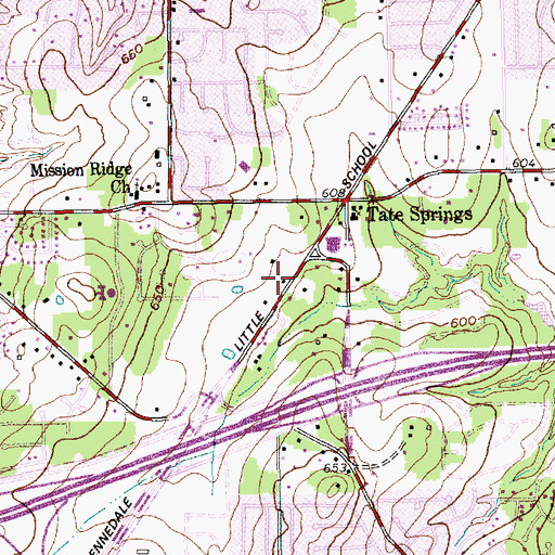 Topographic Map of Turning Point Alternative Junior High School, TX