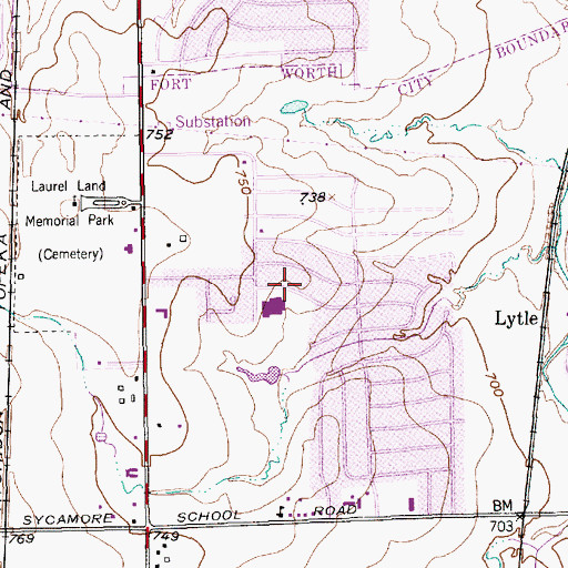 Topographic Map of Sycamore Elementary School, TX