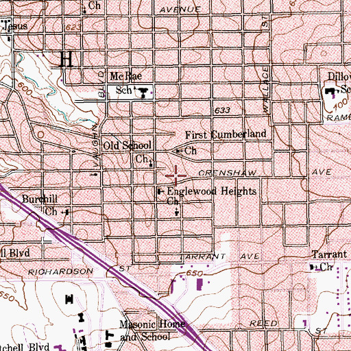 Topographic Map of T A Sims Elementary School, TX