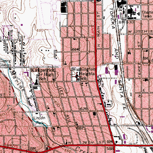 Topographic Map of Washington Heights Elementary School, TX