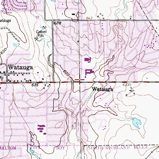 Topographic Map of Watauga Middle School, TX