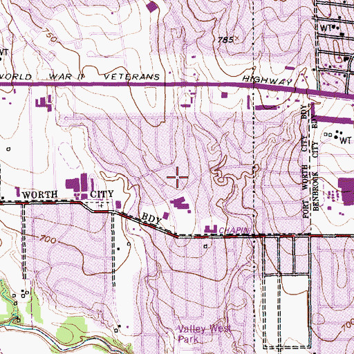Topographic Map of Waverly Park Elementary School, TX