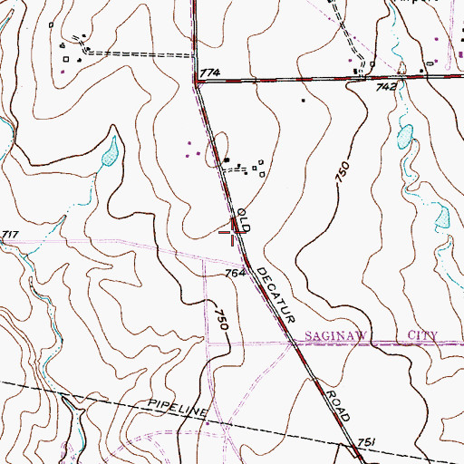Topographic Map of Wayside Middle School, TX