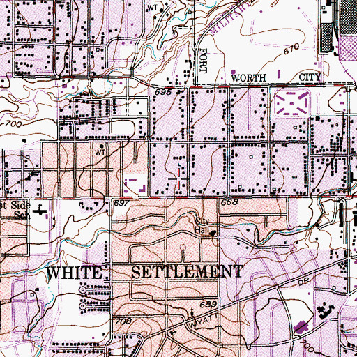 Topographic Map of West Elementary School, TX