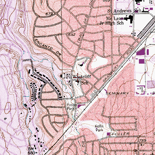 Topographic Map of Westcliff Elementary School, TX