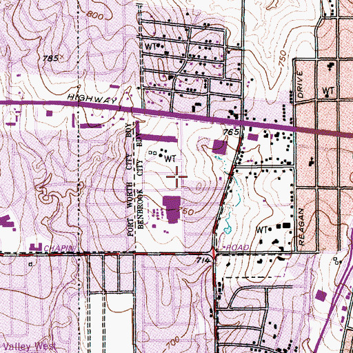 Topographic Map of Western Hills High School, TX