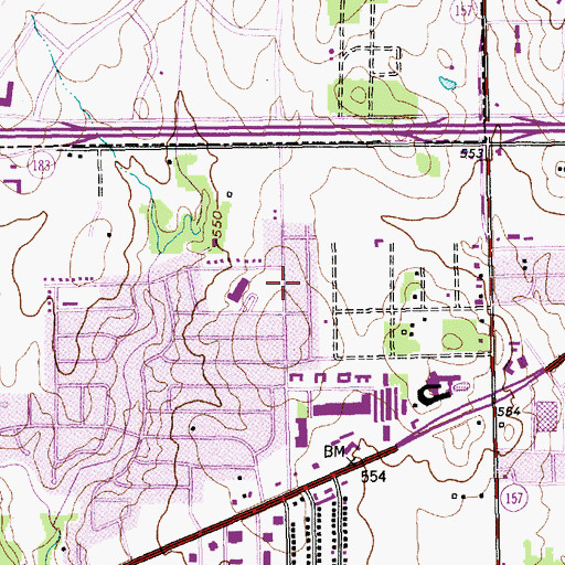 Topographic Map of Wilshire Elementary School, TX