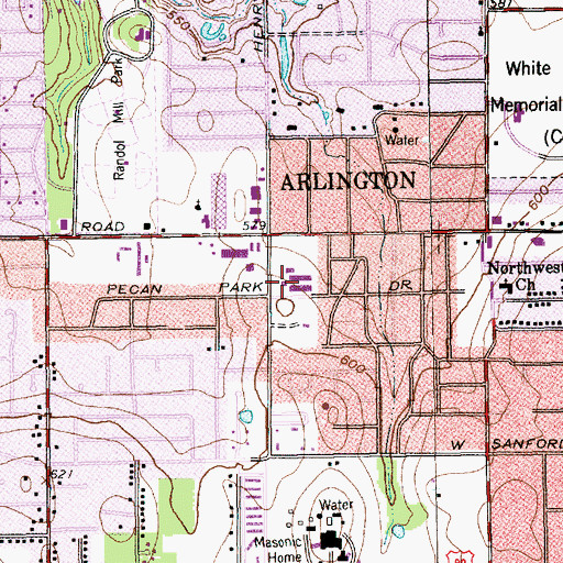 Topographic Map of Wimbish Elementary School, TX