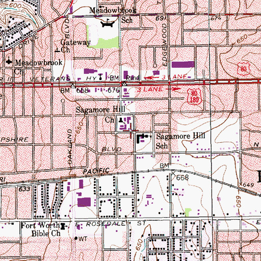 Topographic Map of Sagamore Hill Elementary School, TX