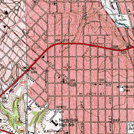 Topographic Map of Sam Rosen Elementary School, TX