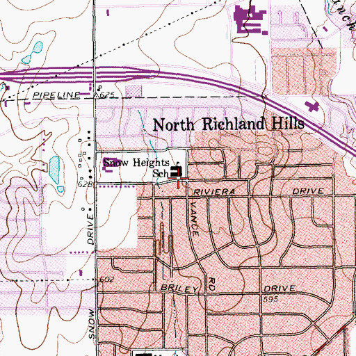 Topographic Map of Snow Heights Elementary School, TX