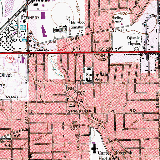 Topographic Map of Springdale Elementary School, TX
