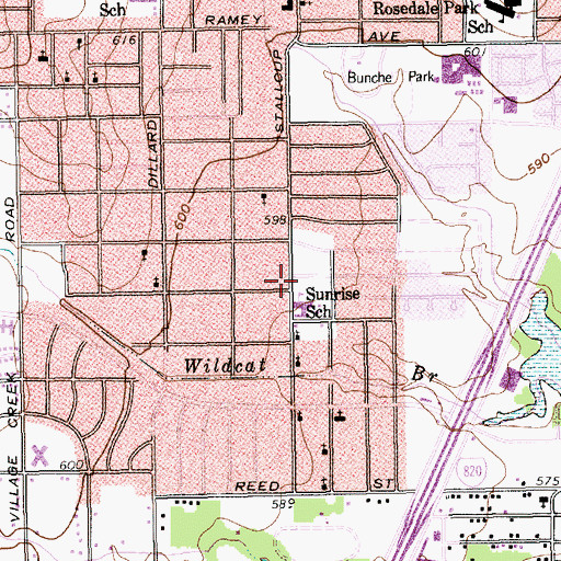 Topographic Map of Sunrise Elementary School, TX