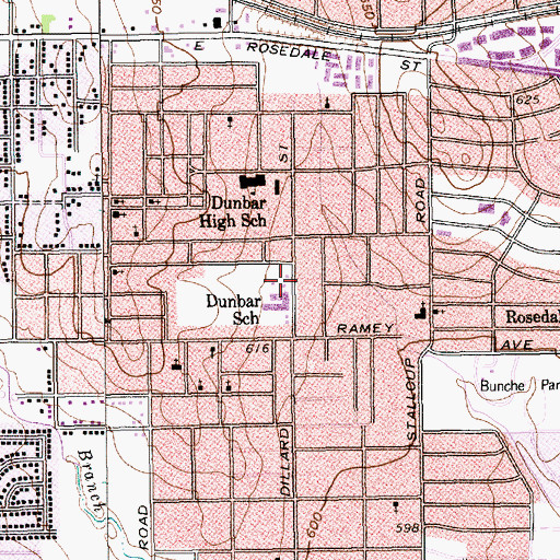 Topographic Map of Maude I Logan Elementary School, TX