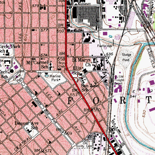 Topographic Map of Metro Opportunity School, TX
