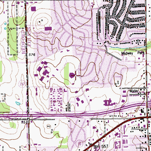 Topographic Map of Midway Park Elementary School, TX