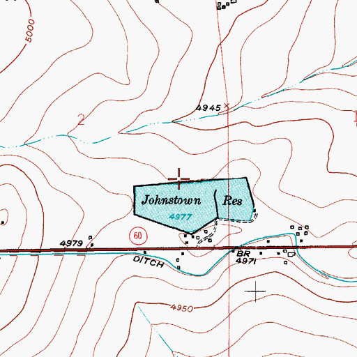 Topographic Map of Johnstown Dam, CO