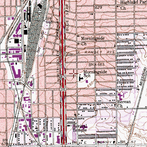Topographic Map of Morningside Elementary School, TX