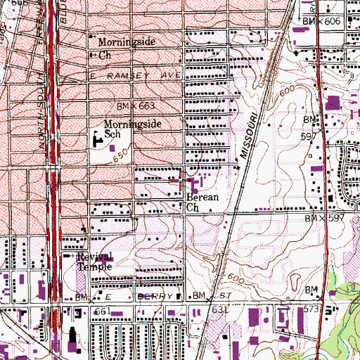 Topographic Map of Morningside Middle School, TX