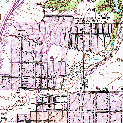 Topographic Map of North Elementary School, TX