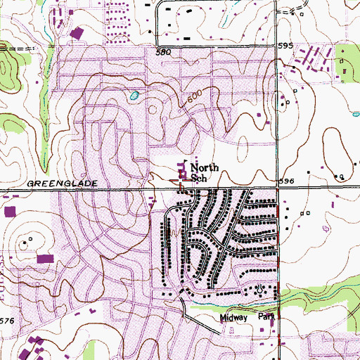 Topographic Map of North Euless Elementary School, TX