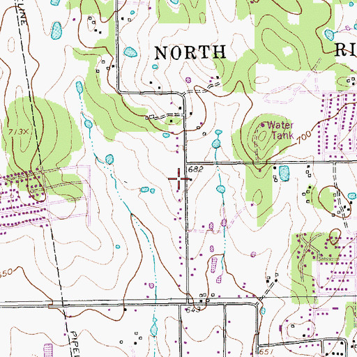 Topographic Map of North Ridge Middle School, TX
