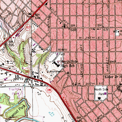 Topographic Map of Northside High School, TX