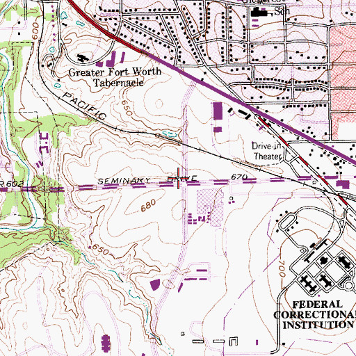 Topographic Map of O D Wyatt High School, TX