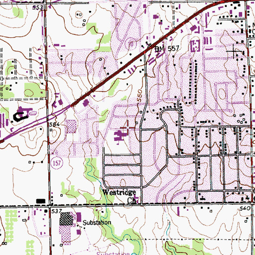 Topographic Map of Oakwood Terrace Elementary School, TX