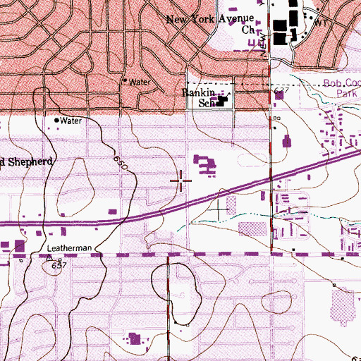 Topographic Map of Hutcheson Junior High School, TX
