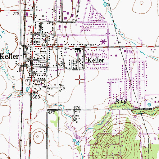 Topographic Map of Keller Middle School, TX