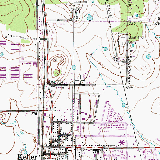 Topographic Map of Keller - Harvel Elementary School, TX