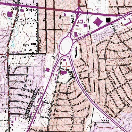 Topographic Map of Luella Merrett Elementary School, TX