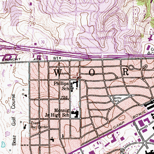 Topographic Map of M L Phillips Elementary School, TX