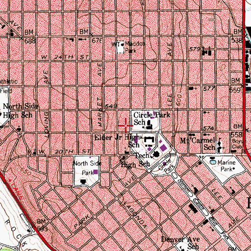 Topographic Map of Manuel Jara Elementary School, TX