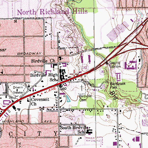 Topographic Map of Homebound Schools - Birdville, TX