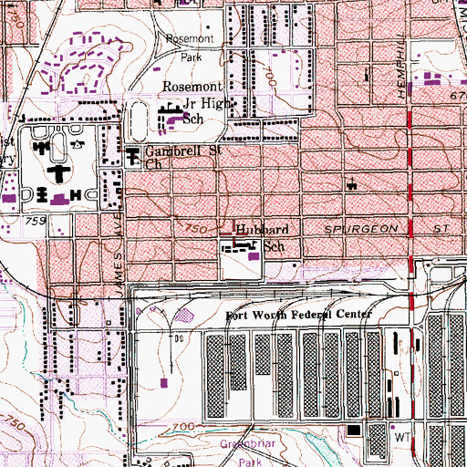 Topographic Map of Hubbard Elementary School, TX