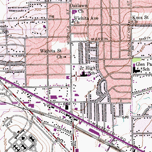 Topographic Map of Forest Oak Middle School, TX