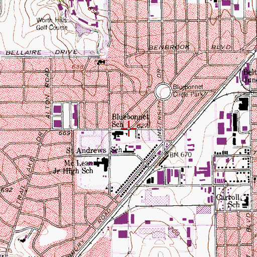 Topographic Map of Fort Worth Applied Learning Academy, TX