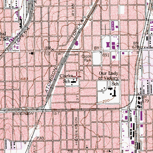 Topographic Map of George Clarke Elementary School, TX