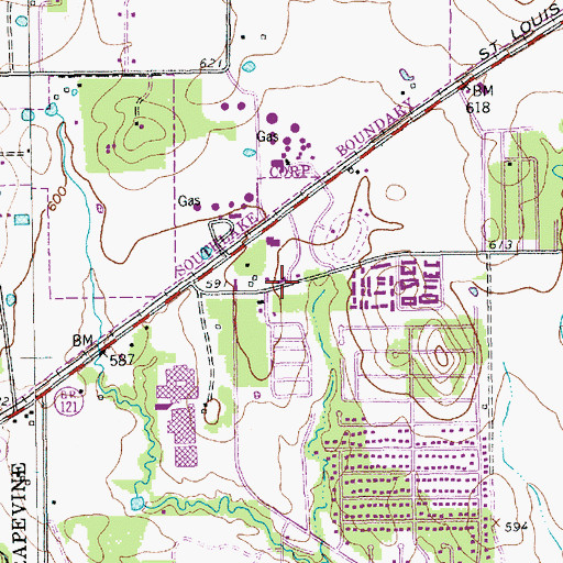 Topographic Map of Grapevine High School, TX