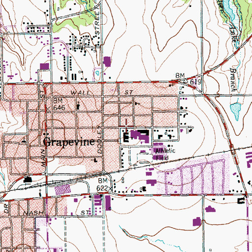 Topographic Map of Grapevine Middle School, TX